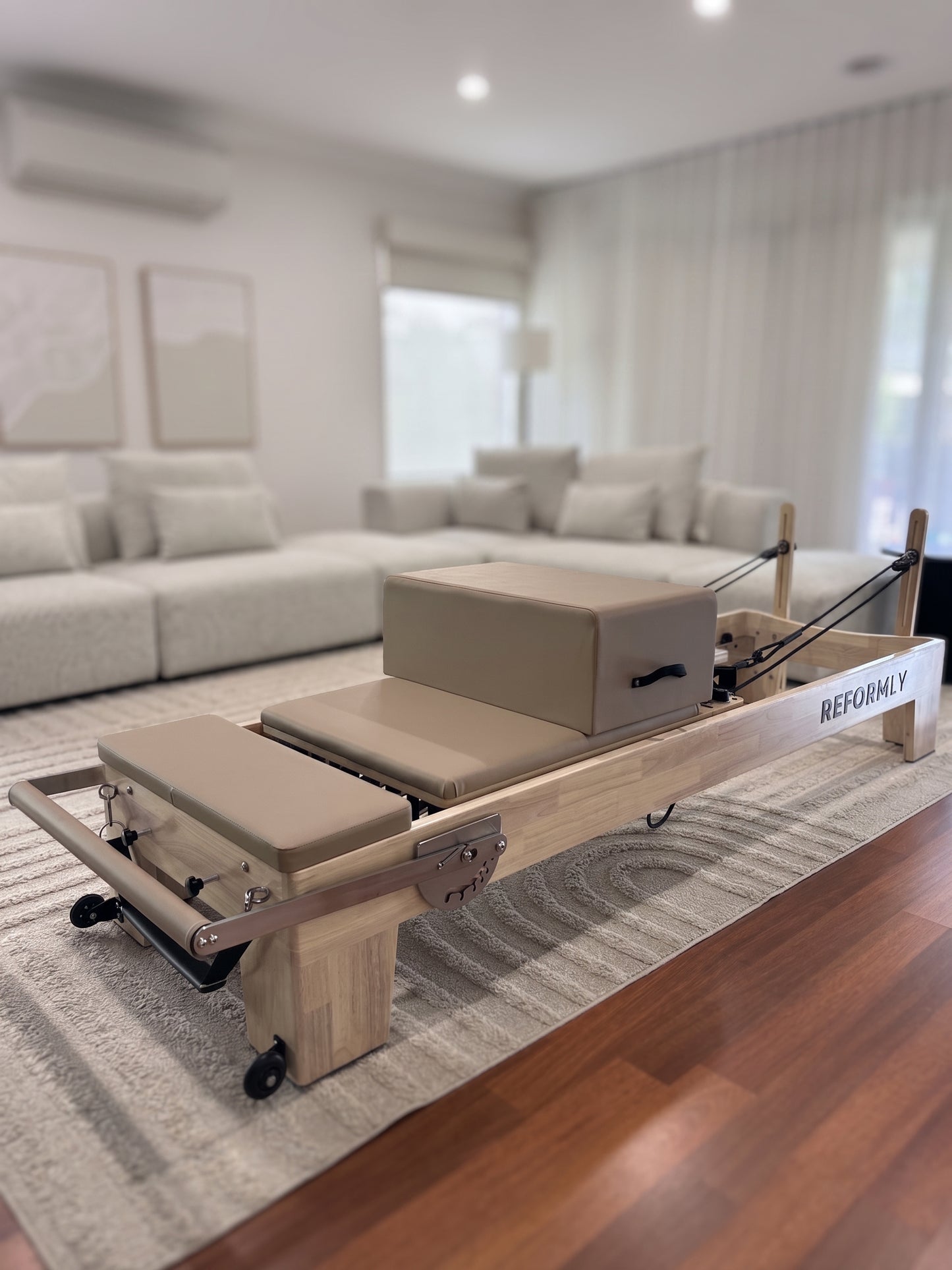 Tan Original Reformly — Oak Reformer Pilates Machine