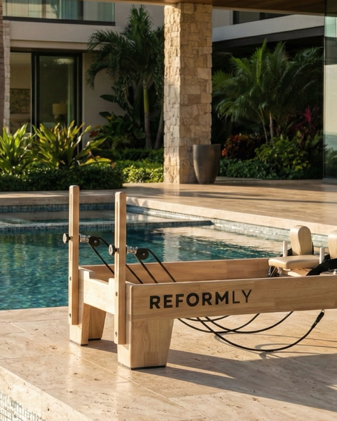 Tan Original Reformly — Oak Reformer Pilates Machine