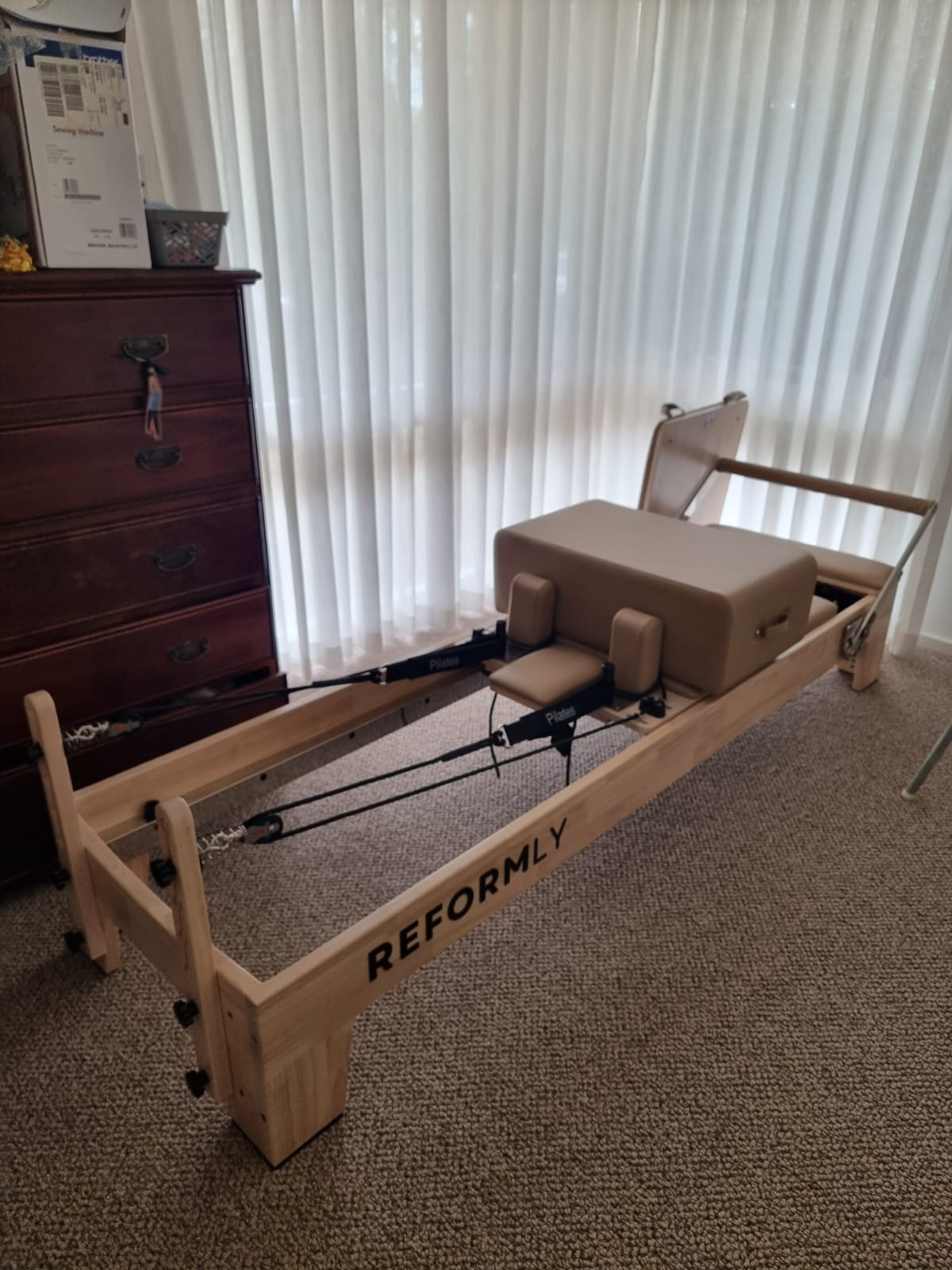 Tan Original Reformly — Oak Reformer Pilates Machine