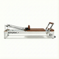 Reformly Aluminium fixed frame Pilates reformer, white frame, brown leather